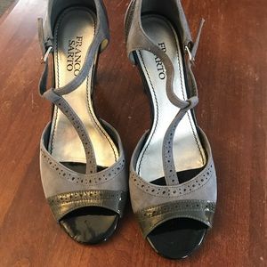 Franco Sarto Gray T-Strap Heels